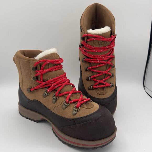 UGG Womens Brecken Lace Up Waterproof Suede Boots Chestnut Shearling 1158221 S.8 - Picture 5 of 9